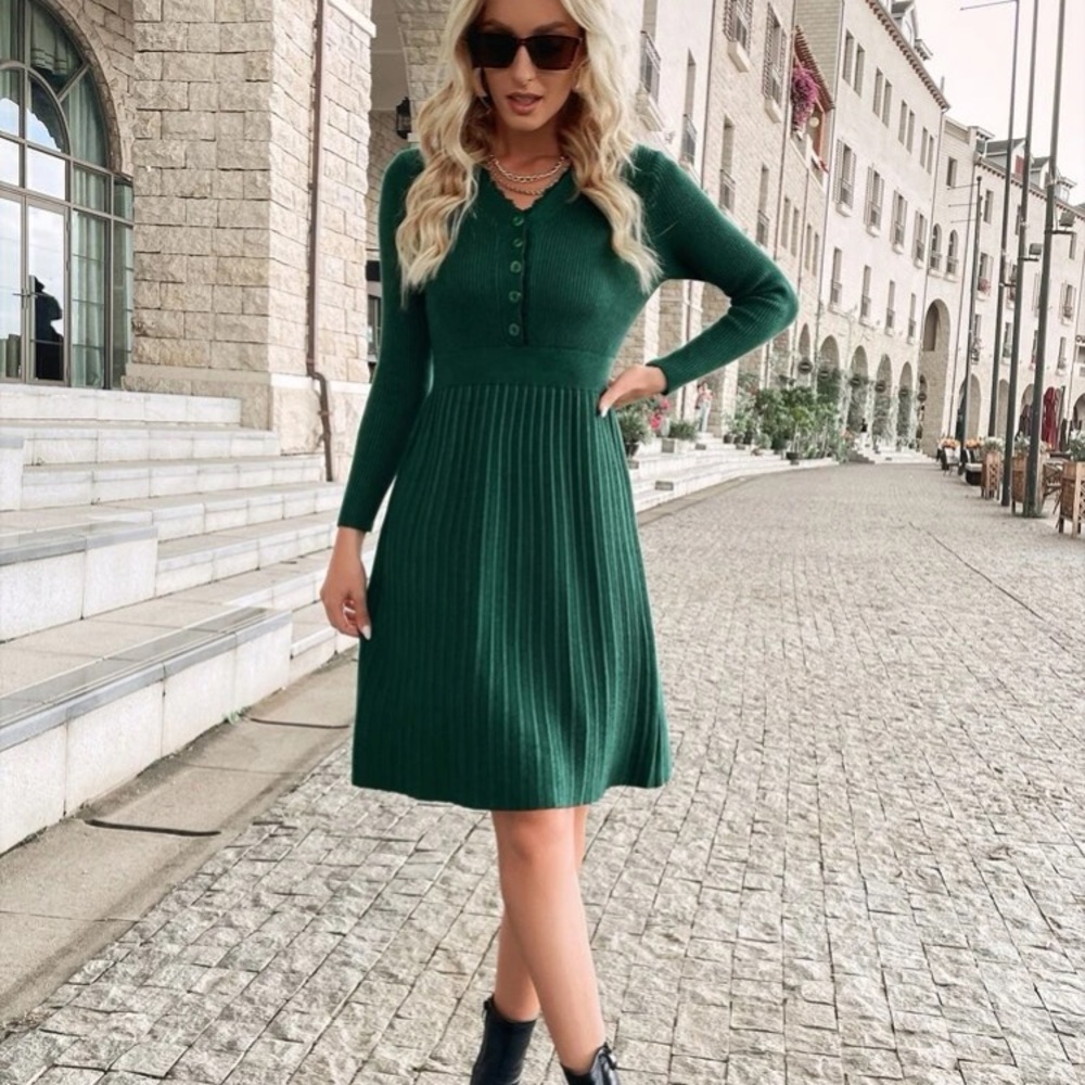 Green Long Sleeve Dress